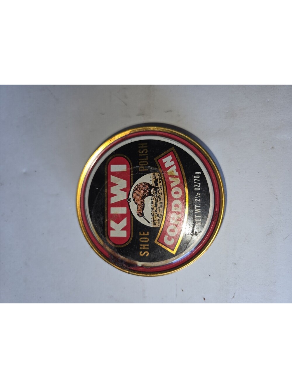 Vintage Kiwi Black Shoe Polish 3oz Collectible Advertising Tin Used Empty A6